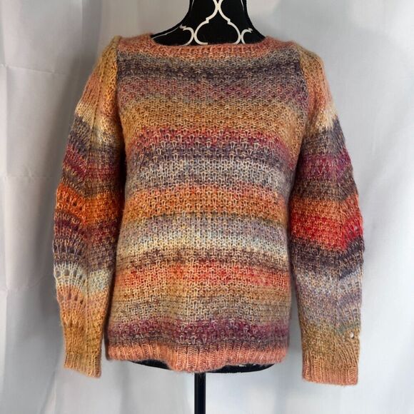 Elsmanda Colorful Made in Italy Mohair Alpaca Wool Blend Sweater Size Small - Picture 9 of 9